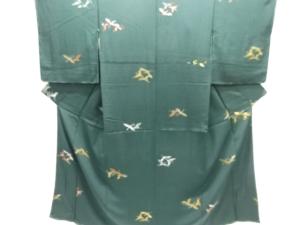 大正ロマン　群鶴模様織出し漆着物